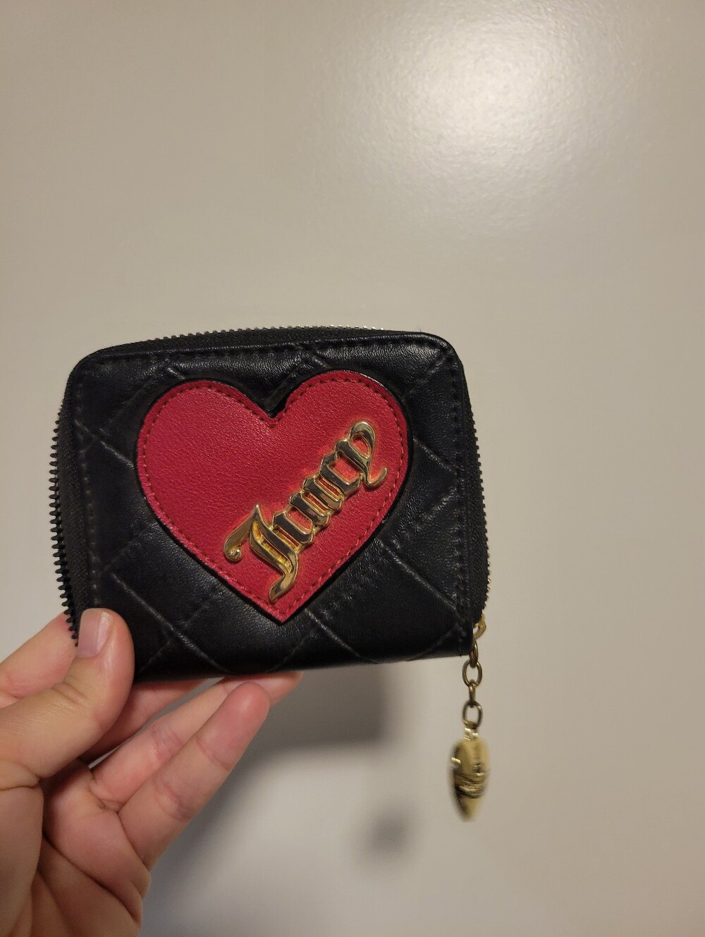 Juicy Couture Black Wallet with Pink Heart Logo